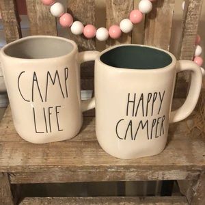 Rae Dunn camp life and happy camper mugs
